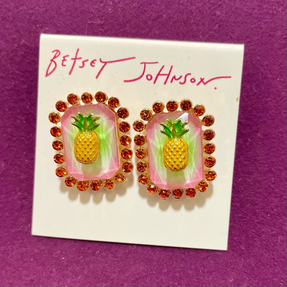 Betsey Johnson Pineapple Earrings, NWT - Picture 6 of 6